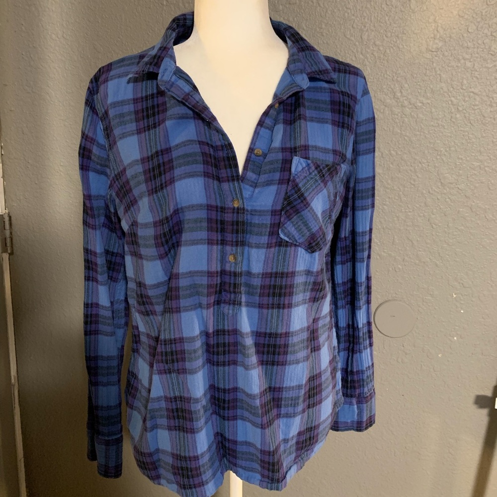 Merona Blue and black plaid button up shirt #plaidshirt #target